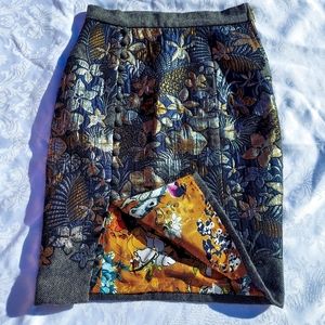 Anthropologie Floral Metallic Pencil Skirt. Size 4 NWT Hemant & Nandita